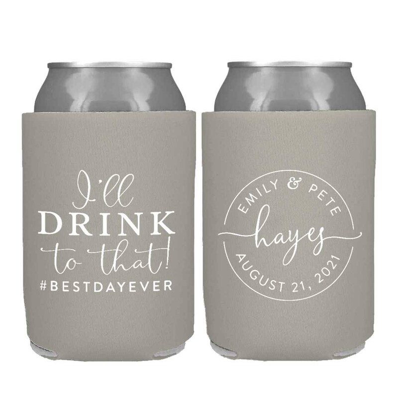 Personalized Wedding Can cooler, beer hugger, Stubby Cooler, engage party favor, promotional product, wedding favor gift F009